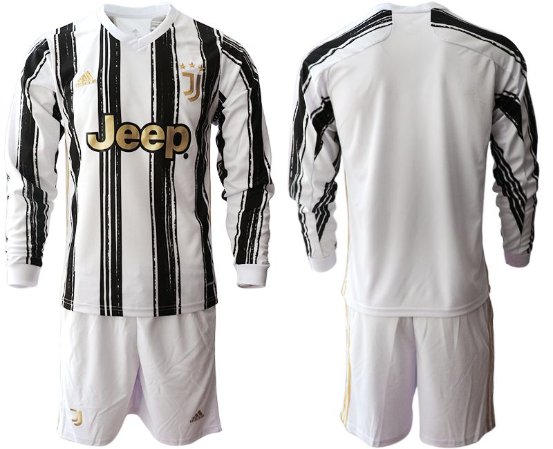 Men 2020-2021 club Juventus home long sleeves white Soccer Jerseys